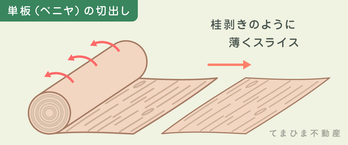 合板の生産１：単板の切出し